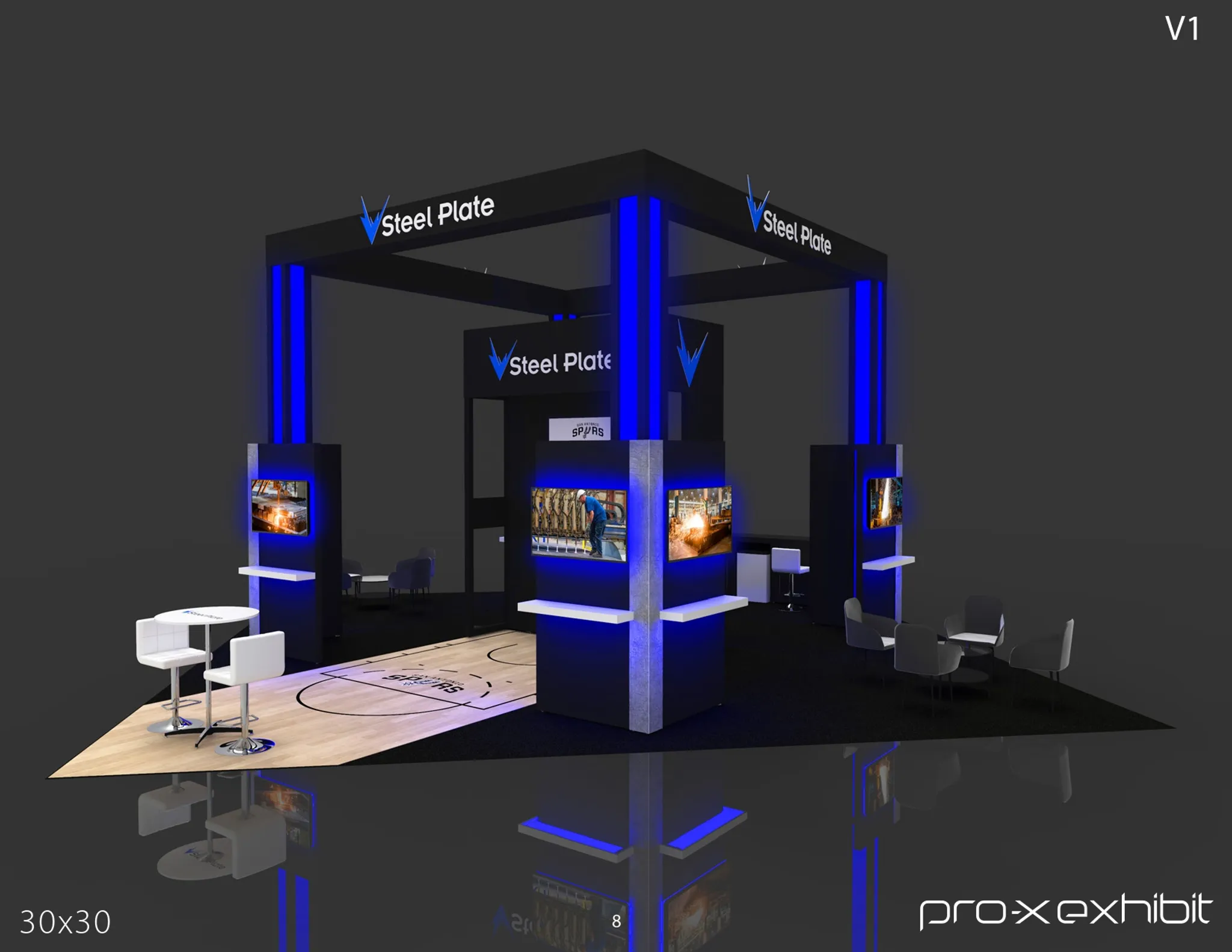 30x30 Island booth design by Pro-X Exhibits